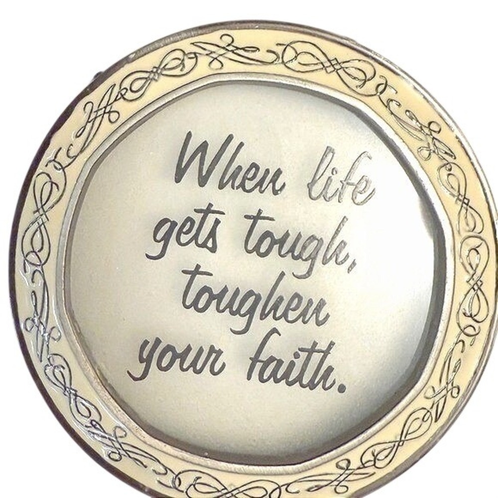 Inspirational Faith Hanging Decoration Silver Cream Religious Quote Gift House